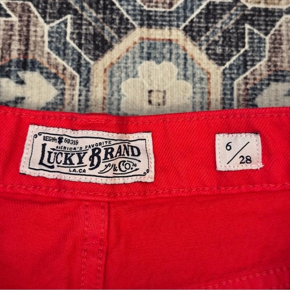 Lucky Brand High Waist Straight Crop Red 100% Cotton Denim Jeans Size 6/28 - Picture 9 of 14
